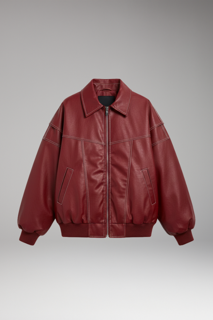 Women's Padded Bomber Jacket Zipper Ribbed - Vonnera
