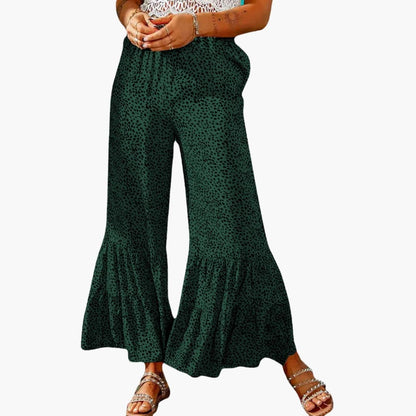 Women's High Waist Palazzo Pants Elastic Waist Tie Belt Patterned - Vonnera