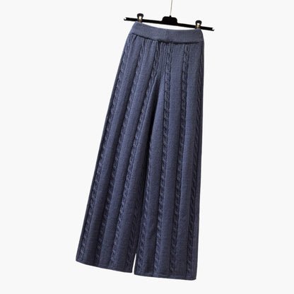 Women's Palazzo Pants Elastic Waist Cable Knit - Vonnera