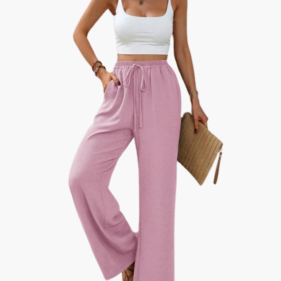 Women's Palazzo Pants Elastic Waistband - Vonnera
