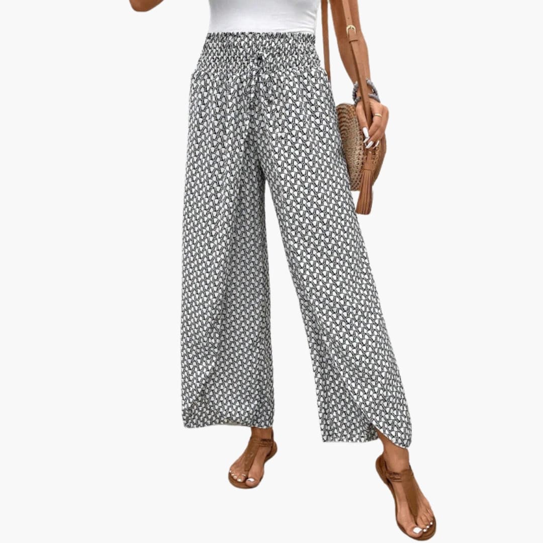 Women's Palazzo Pants Elastic Waist Printed