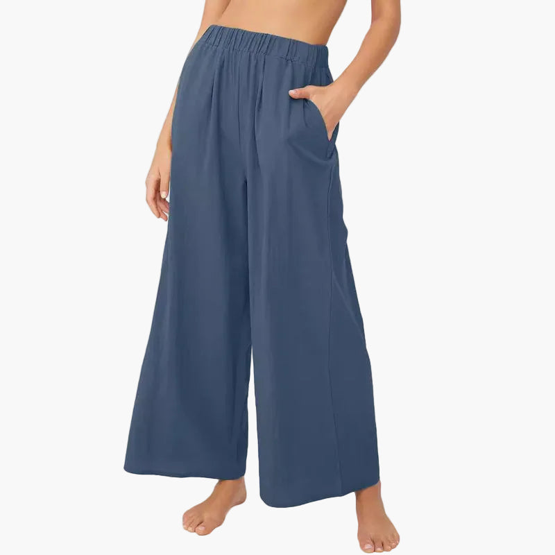 Women's Wide Leg Palazzo Pants Elastic Waist Black