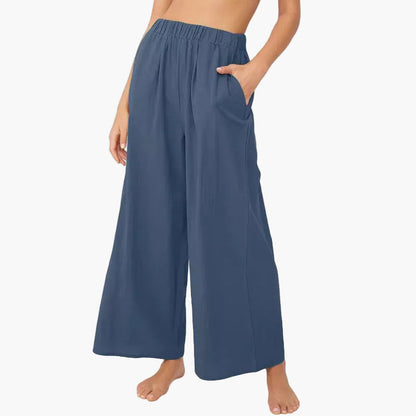 Women's Wide Leg Palazzo Pants Elastic Waist Black