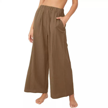 Women's Wide Leg Palazzo Pants Elastic Waist Black