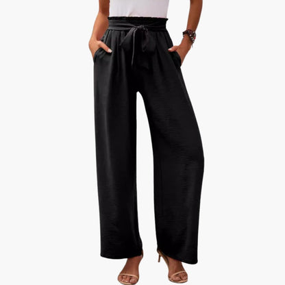 Women's Palazzo Pants Elastic Waist Tie Detail - Vonnera