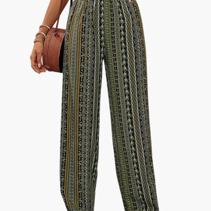 Women's Graphic Print Palazzo Pants Elastic Waistband - Vonnera
