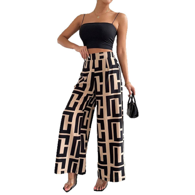 Women's Graphic Print High Waist Palazzo Pants - Vonnera