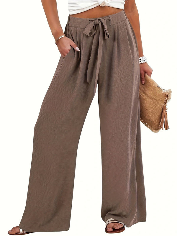 Women's Wide Leg Palazzo Pants Tie Waist - Vonnera