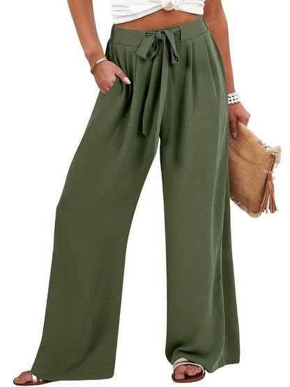 Women's Wide Leg Palazzo Pants Tie Waist
