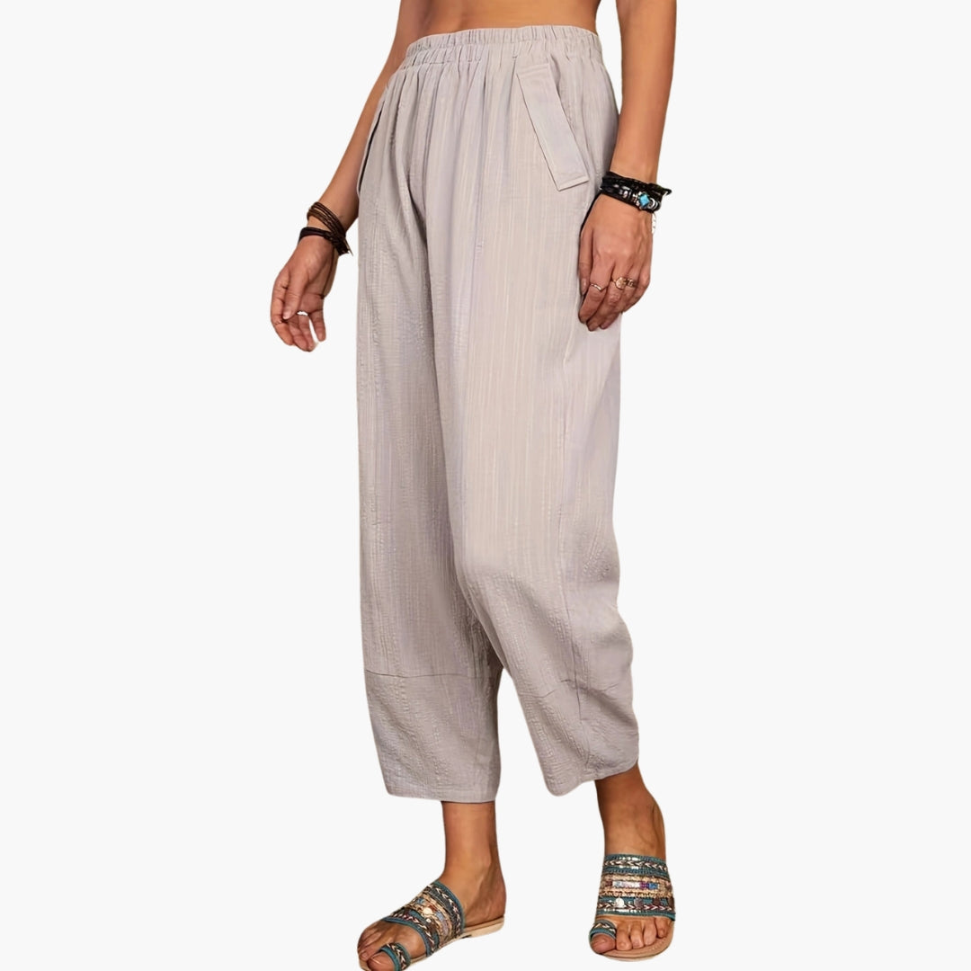 Women's Palazzo Pants Elastic Waist Hip Pockets - Vonnera