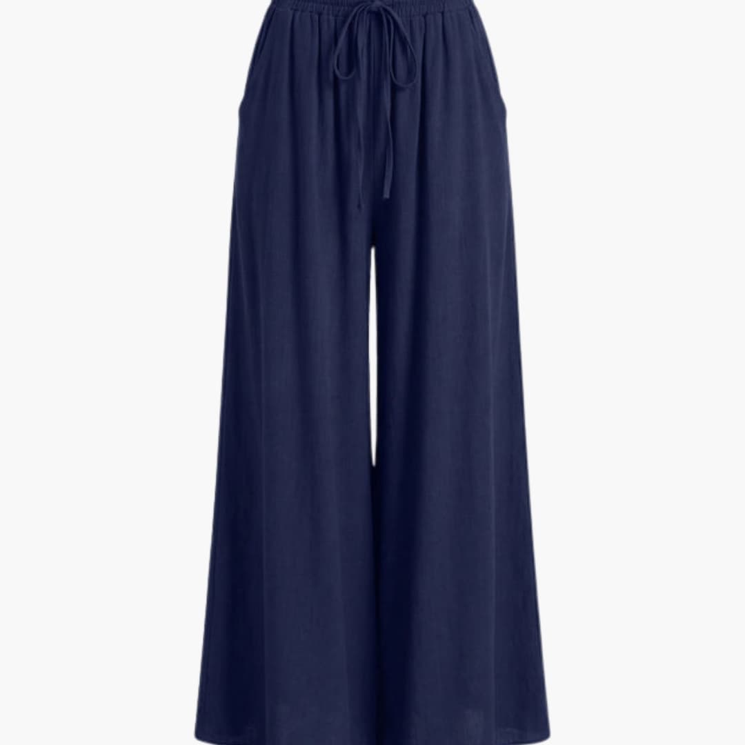 Women's Palazzo Pants Elastic Waist Black