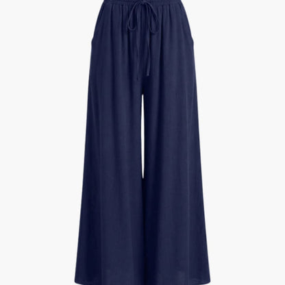 Women's Palazzo Pants Elastic Waist Black