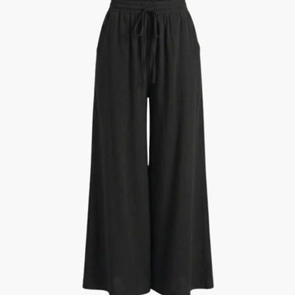 Women's Palazzo Pants Elastic Waist Black