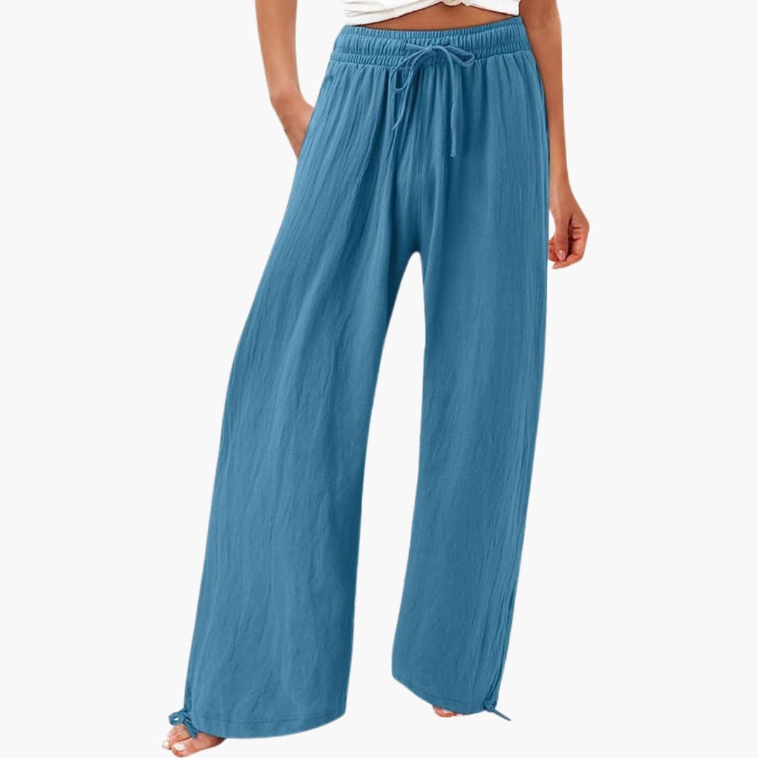 Women's Elastic Waist Pants with Side Pockets