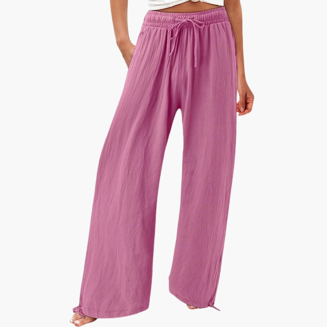 Women's Elastic Waist Pants with Side Pockets