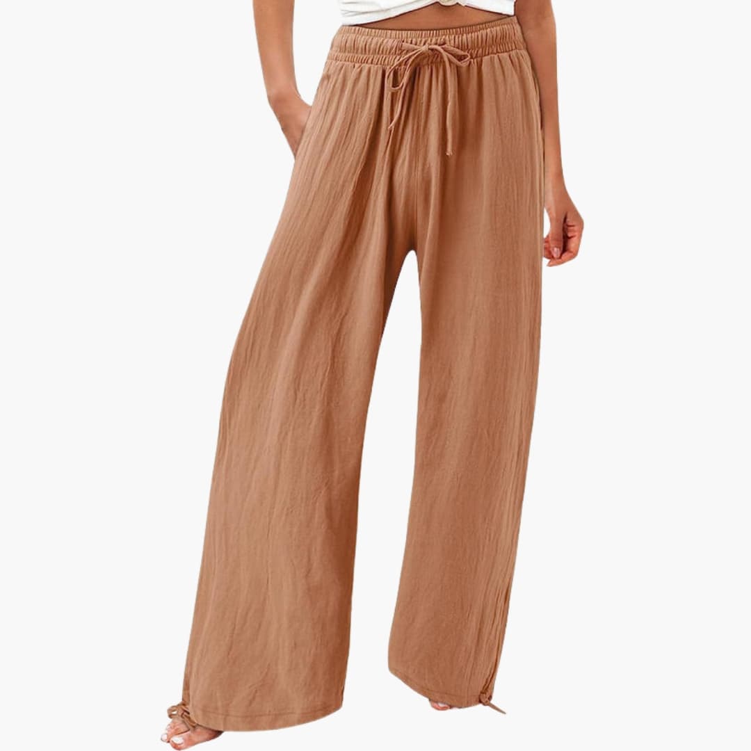 Women's Elastic Waist Pants with Side Pockets