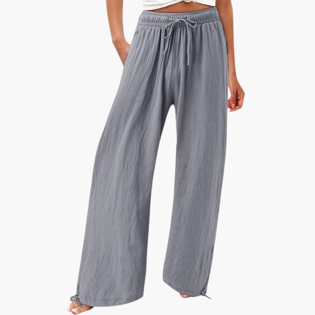Women's Elastic Waist Pants with Side Pockets