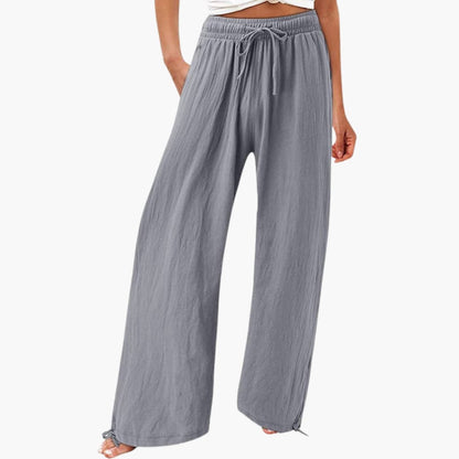 Women's Elastic Waist Pants with Side Pockets