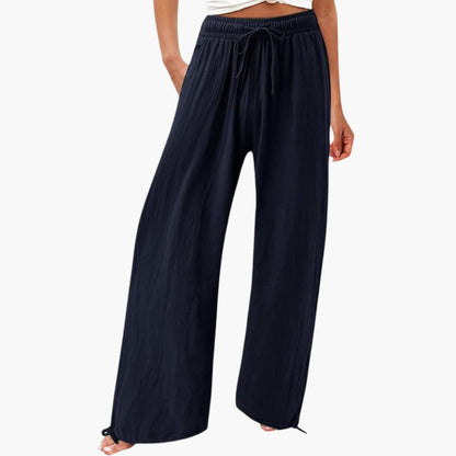 Women's Elastic Waist Pants with Side Pockets