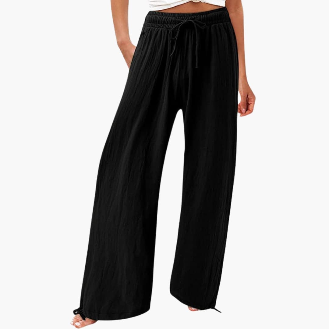 Women's Elastic Waist Pants with Side Pockets