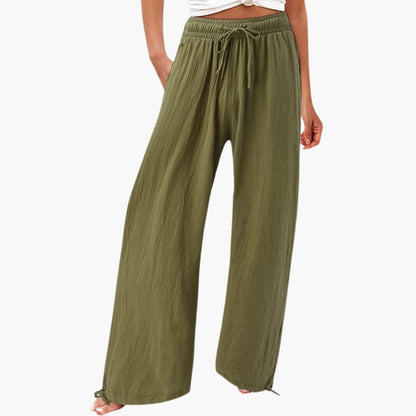 Women's Elastic Waist Pants with Side Pockets