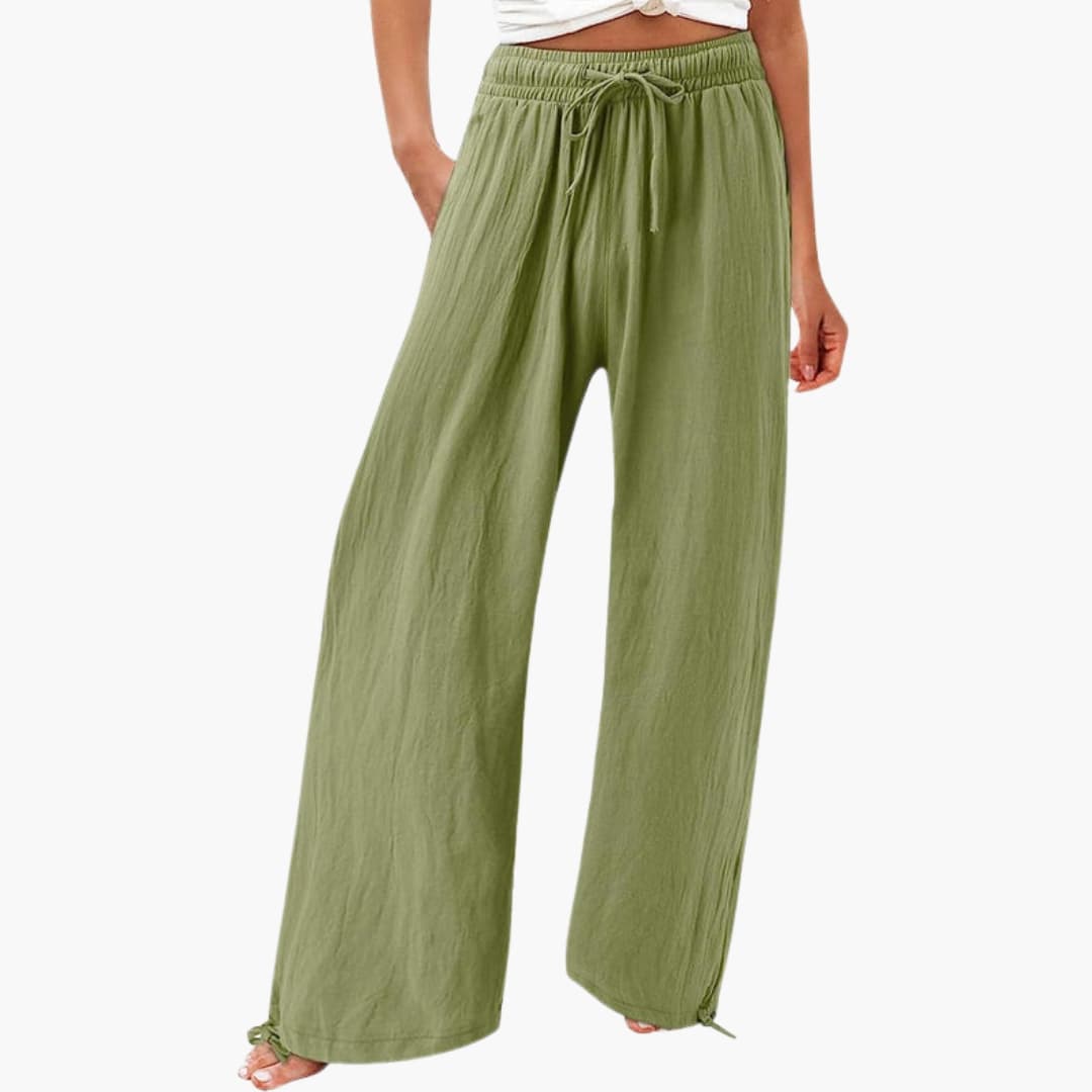 Women's Elastic Waist Pants with Side Pockets