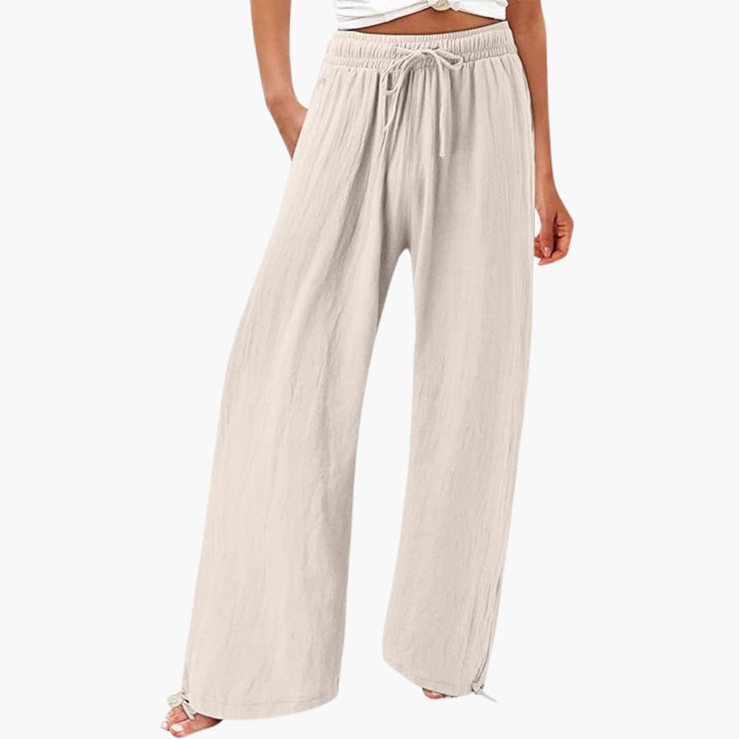 Women's Elastic Waist Pants with Side Pockets