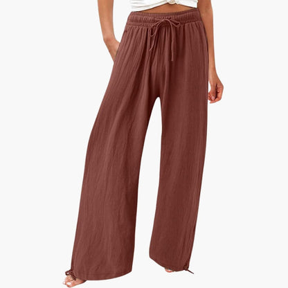 Women's Elastic Waist Pants with Side Pockets