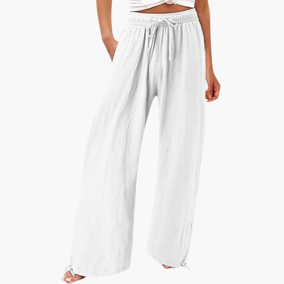 Women's Elastic Waist Pants with Side Pockets