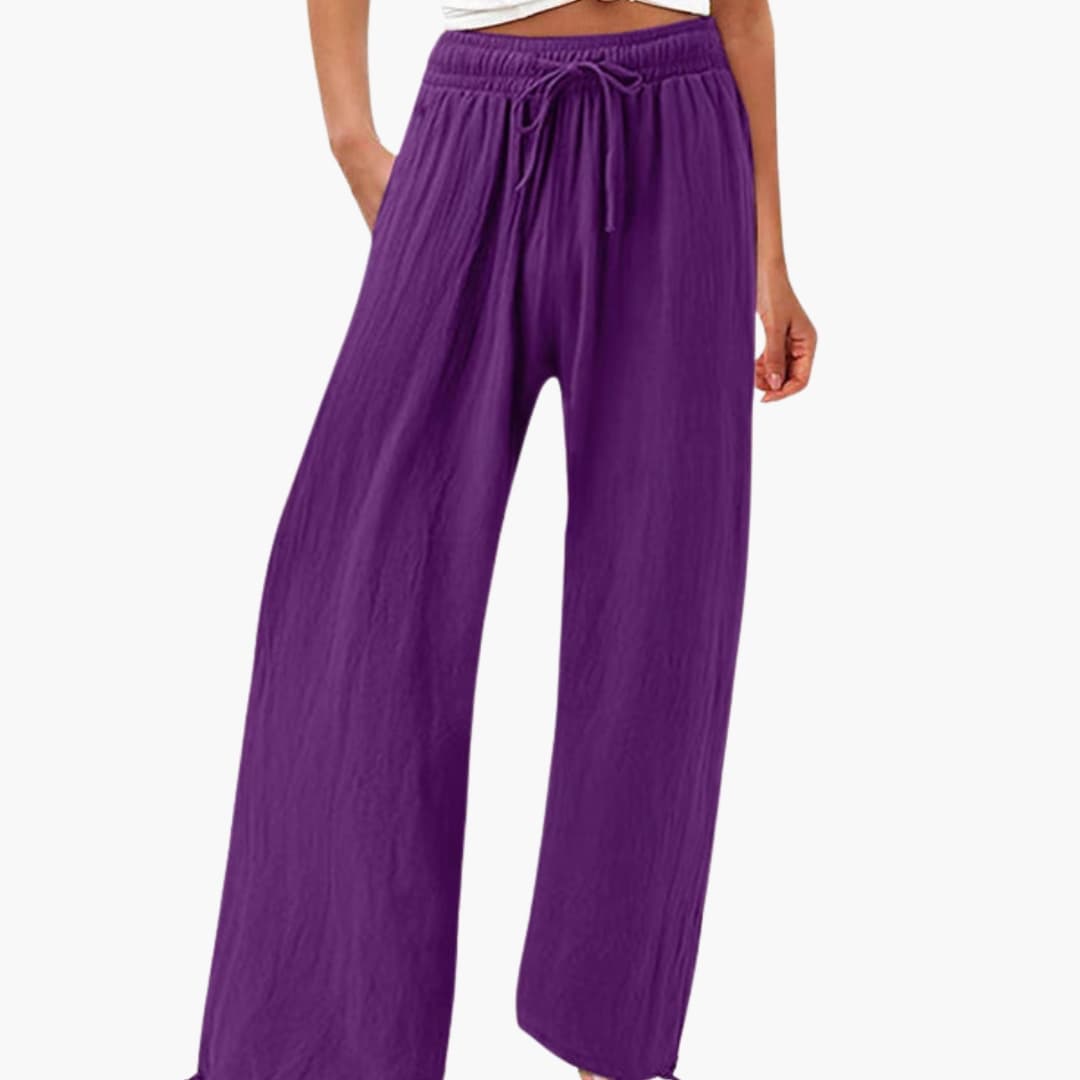 Women's Elastic Waist Pants with Side Pockets