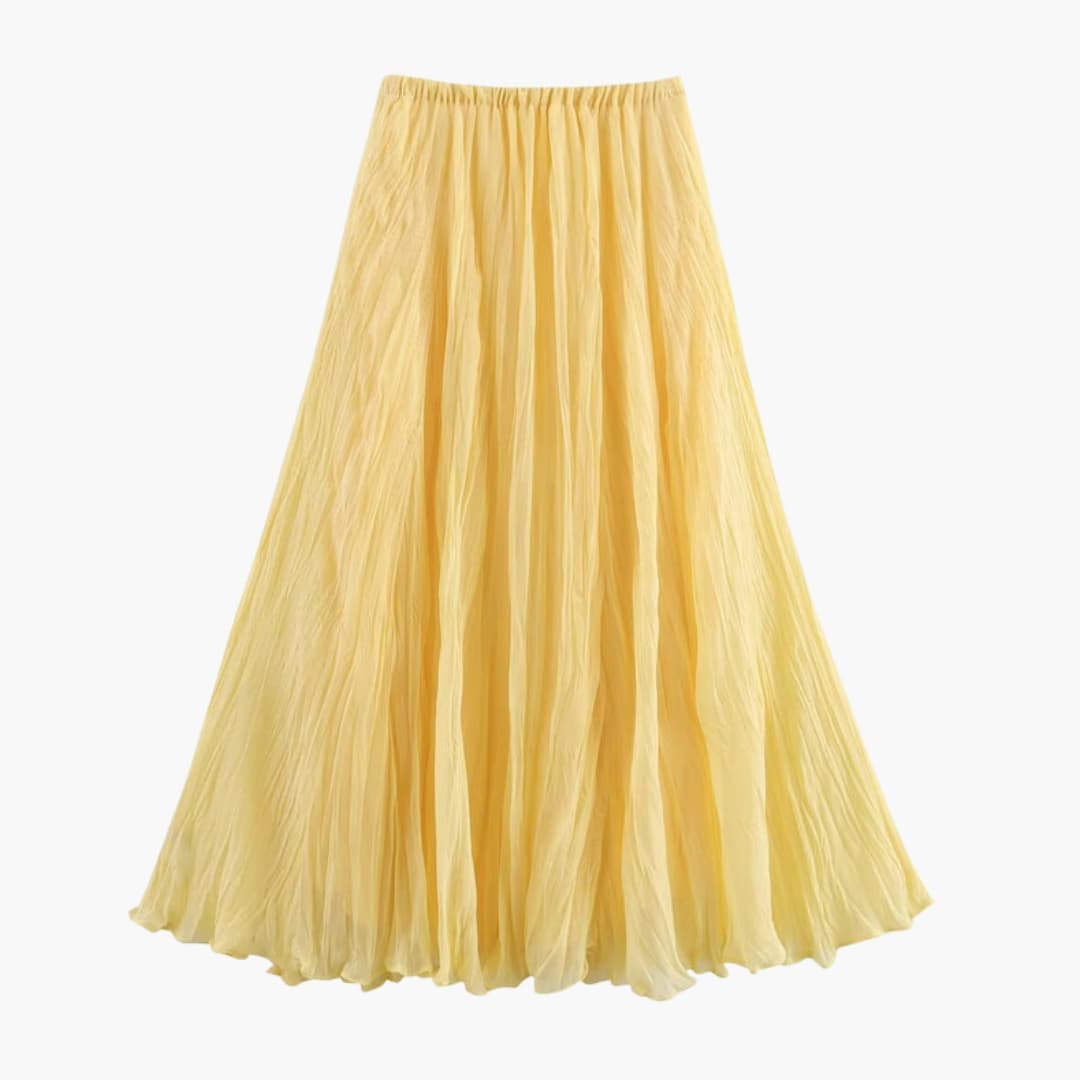 Women's Pleated Maxi Skirt Elastic Waist Long - Vonnera