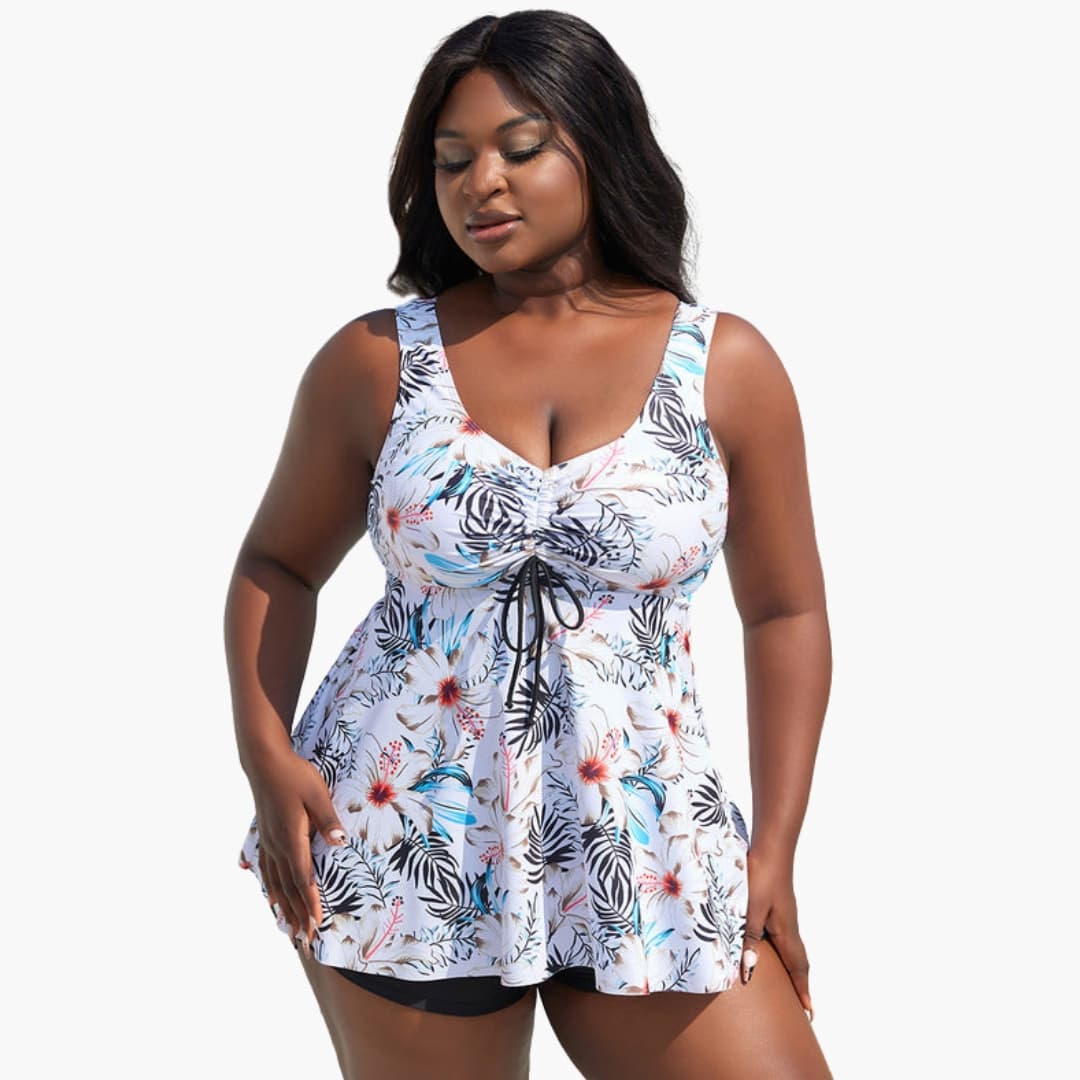 Women's Plus Size Floral Tankini Swimsuit Set - Vonnera