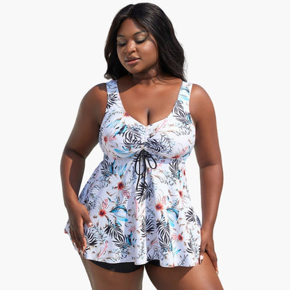 Women's Plus Size Floral Tankini Swimsuit Set - Vonnera