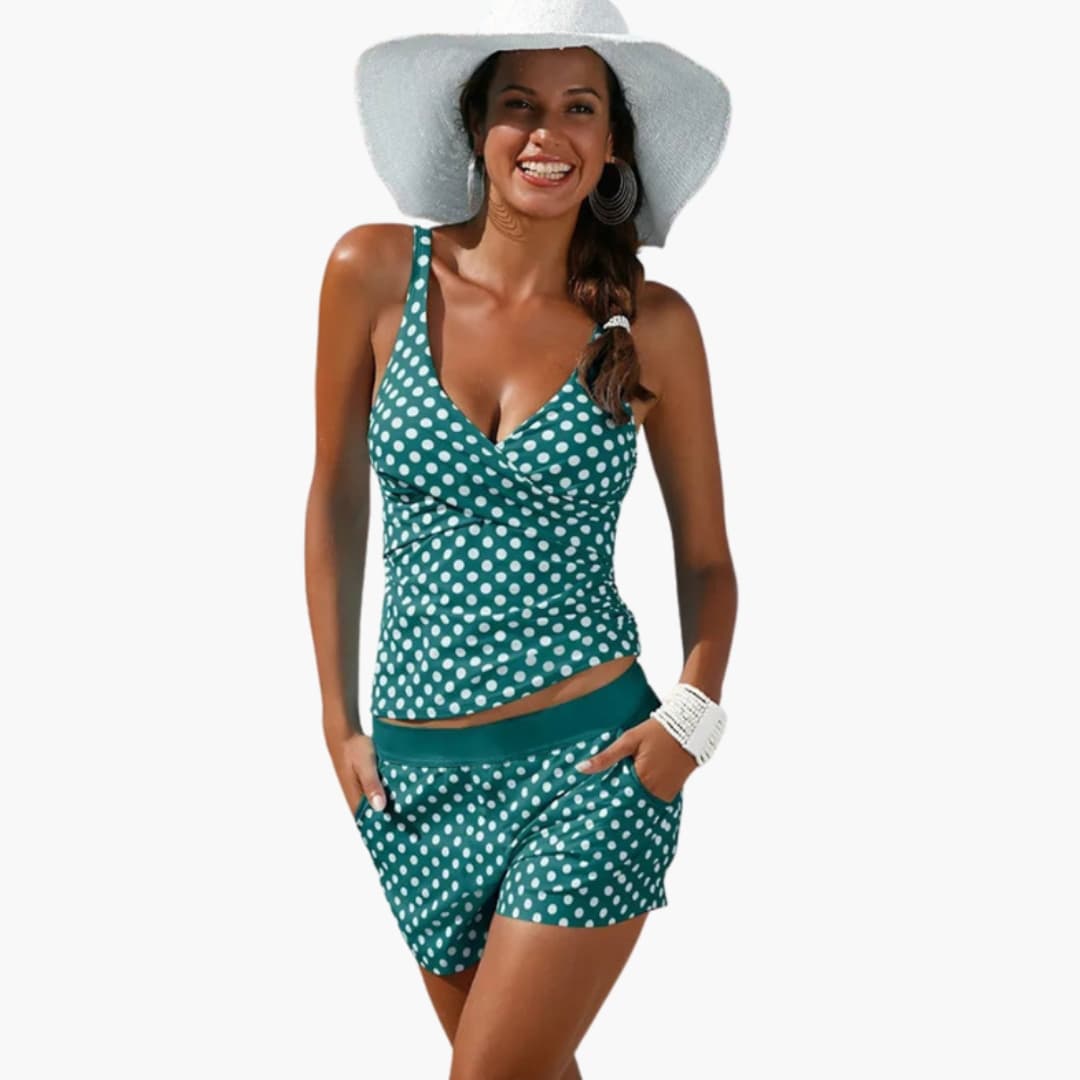 Women's High Waisted Polka Dot Swim Shorts Bikini Set - Vonnera