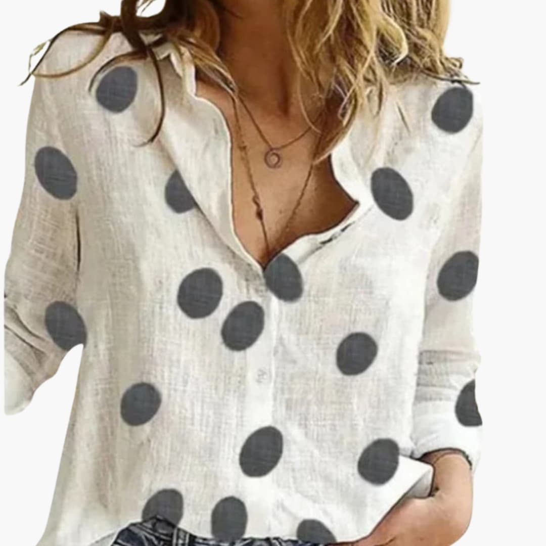 Women's Long Sleeve Blouse Polka Dot Woven - Vonnera