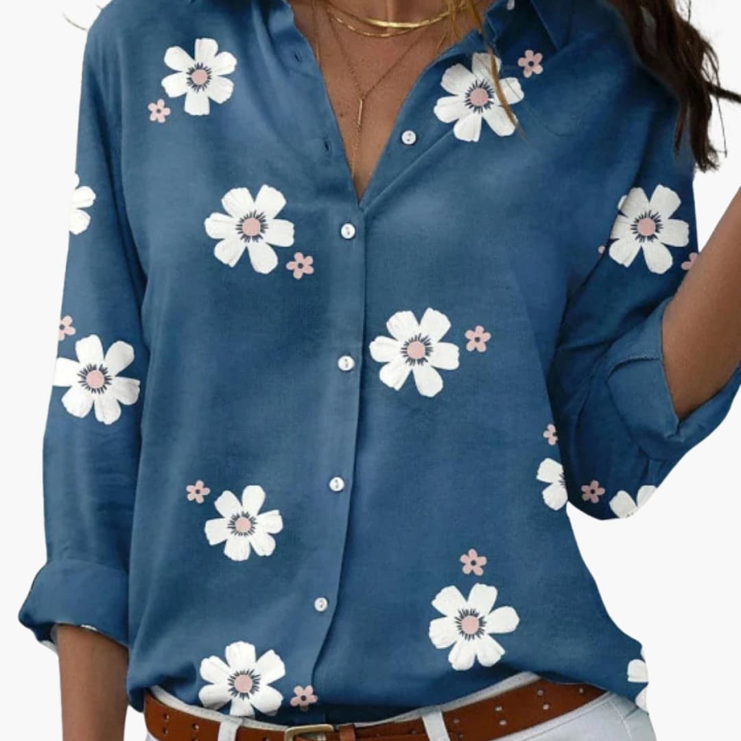 Women's Long Sleeve Blouse Button Down Loose Fit