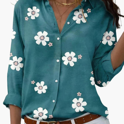 Women's Long Sleeve Blouse Button Down Loose Fit