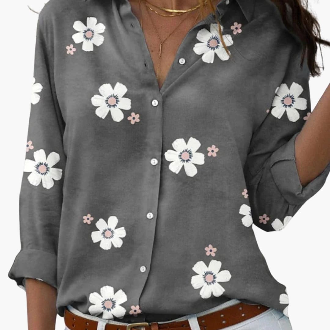Women's Long Sleeve Blouse Button Down Loose Fit