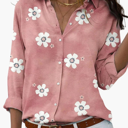 Women's Long Sleeve Blouse Button Down Loose Fit - Vonnera