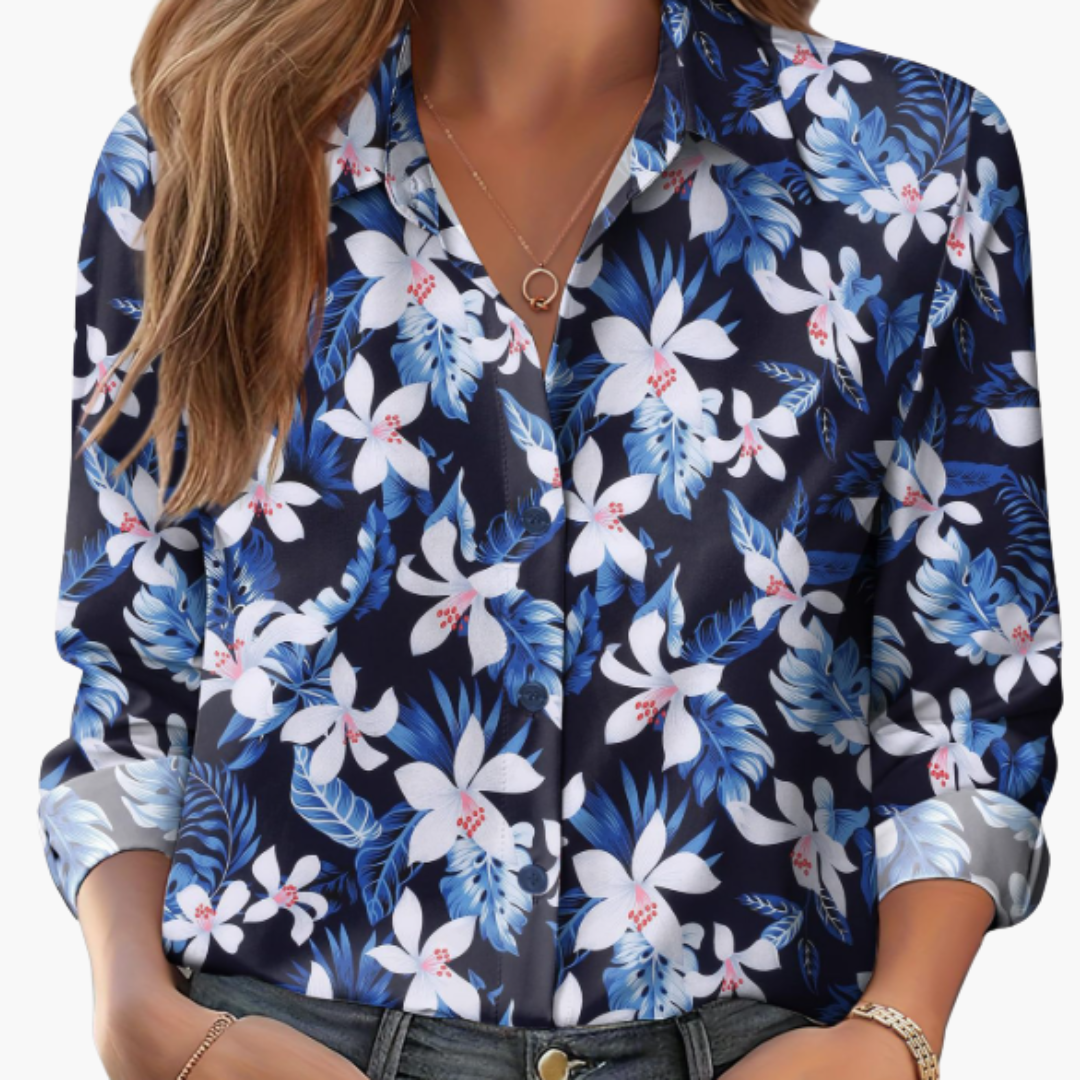 Women's Long Sleeve Polyester Button-Down Blouse - Vonnera