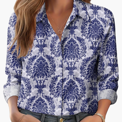 Women's Long Sleeve Polyester Button-Down Blouse