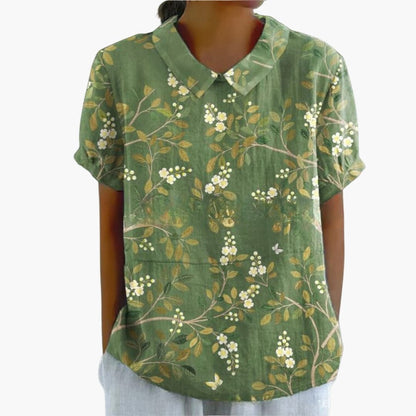 Women's Long Sleeve Blouse Loose Fit Printed Button Down Shirt
