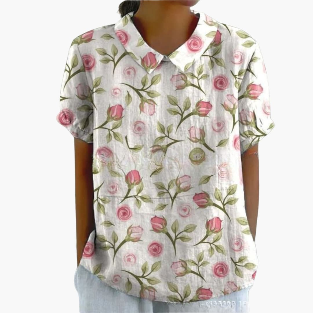 Women's Long Sleeve Blouse Loose Fit Printed Button Down Shirt