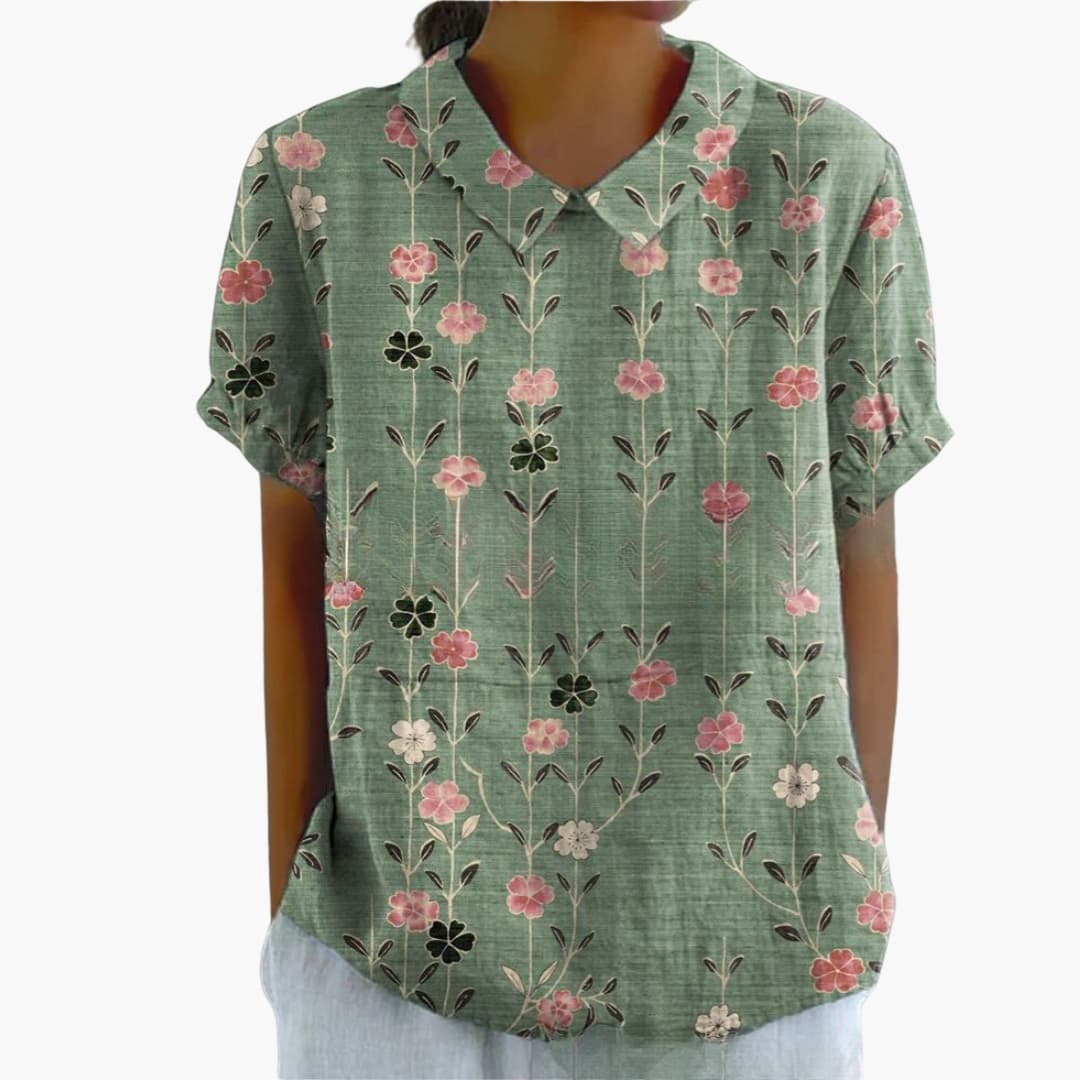 Women's Long Sleeve Blouse Loose Fit Printed Button Down Shirt