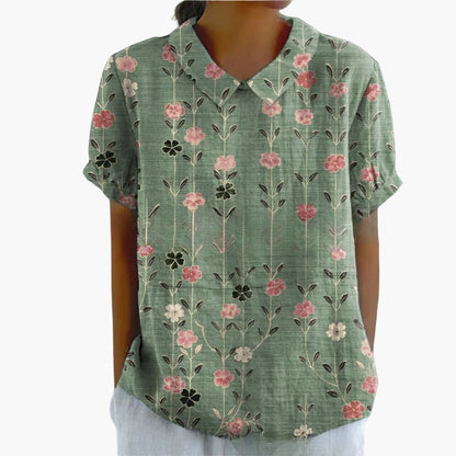 Women's Long Sleeve Blouse Loose Fit Printed Button Down Shirt