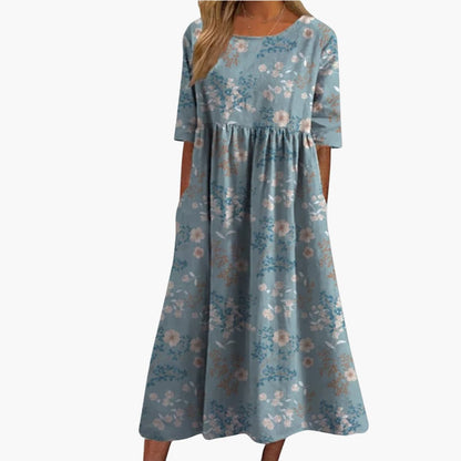 Women's Short Sleeve Midi Dress Loose Fit Summer Print