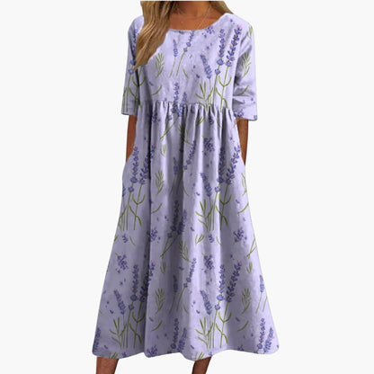 Women's Short Sleeve Midi Dress Loose Fit Summer Print