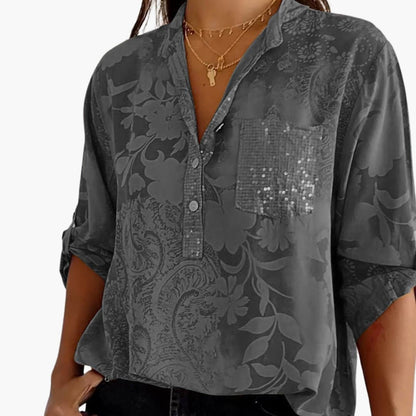 Women's Short Sleeve Button-Down Shirt Cotton Printed