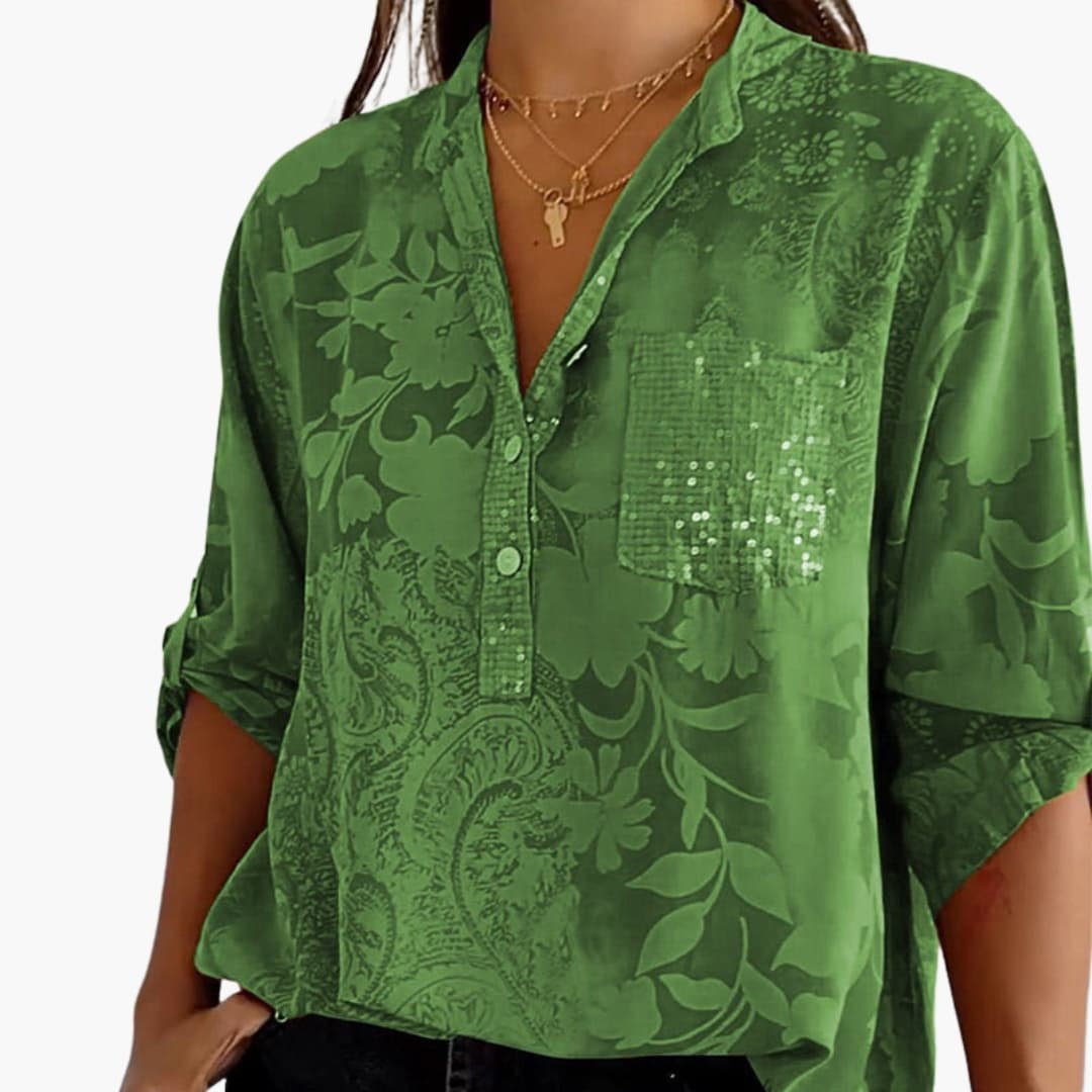 Women's Short Sleeve Button-Down Shirt Cotton Printed