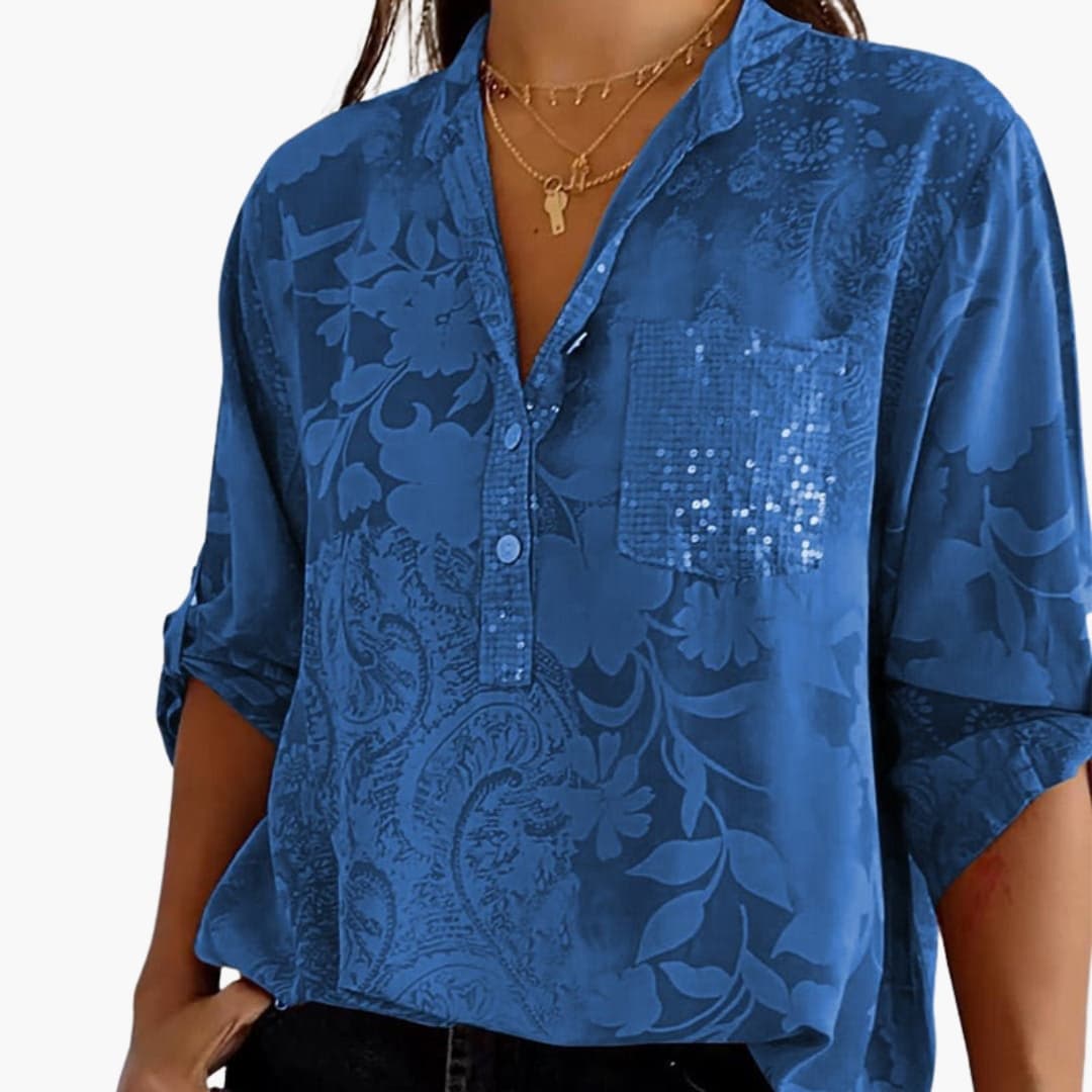 Women's Short Sleeve Button-Down Shirt Cotton Printed